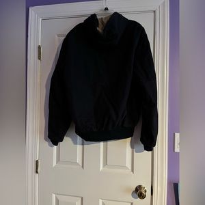 Carhartt navy jacket with zipper and buttons